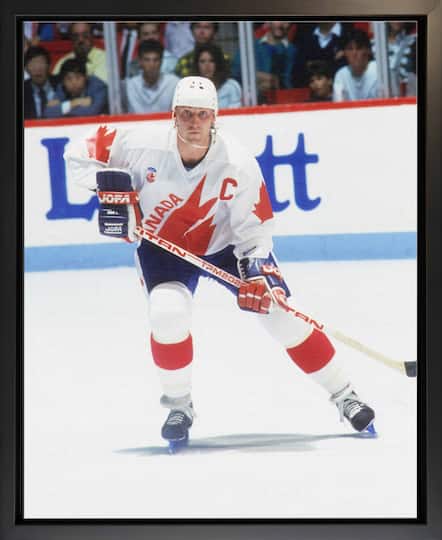 Wayne Gretzky Framed 16" x 20" Canvas Classic Series 1987 Canada Cup 18.5" x 22.5"
